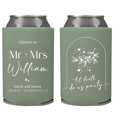 Personalized Wedding Can cooler, beer hugger, Stubby Cooler, engage party favor, promotional product, wedding favor gift F011 - image1